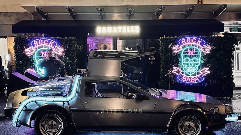 Delorean Time Machine Outside London Restaurant