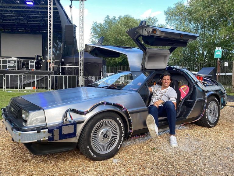 Vernon Kay Sitting Inside Our Delorean Time Machine